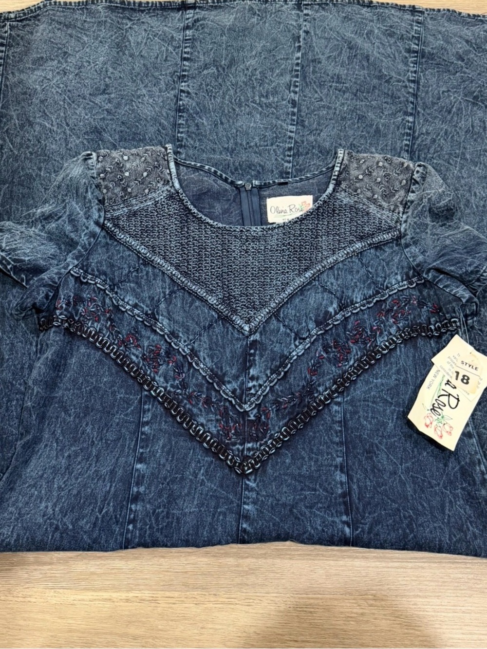 Olivia Rose Long Sleeve Washed Denim Dress - Blue